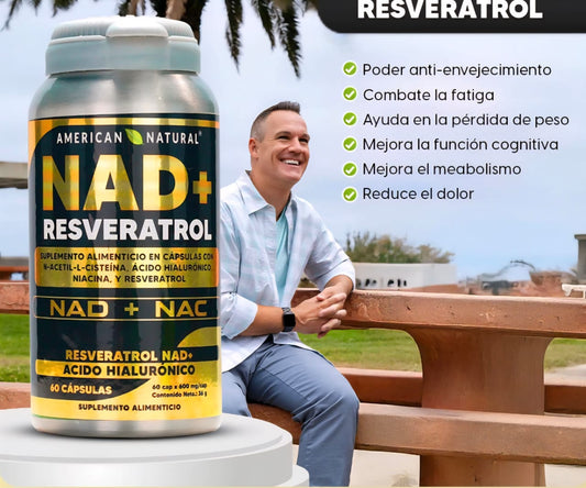 NAD+ CON RESVERATROL Y ACIDO HIALURONICO
